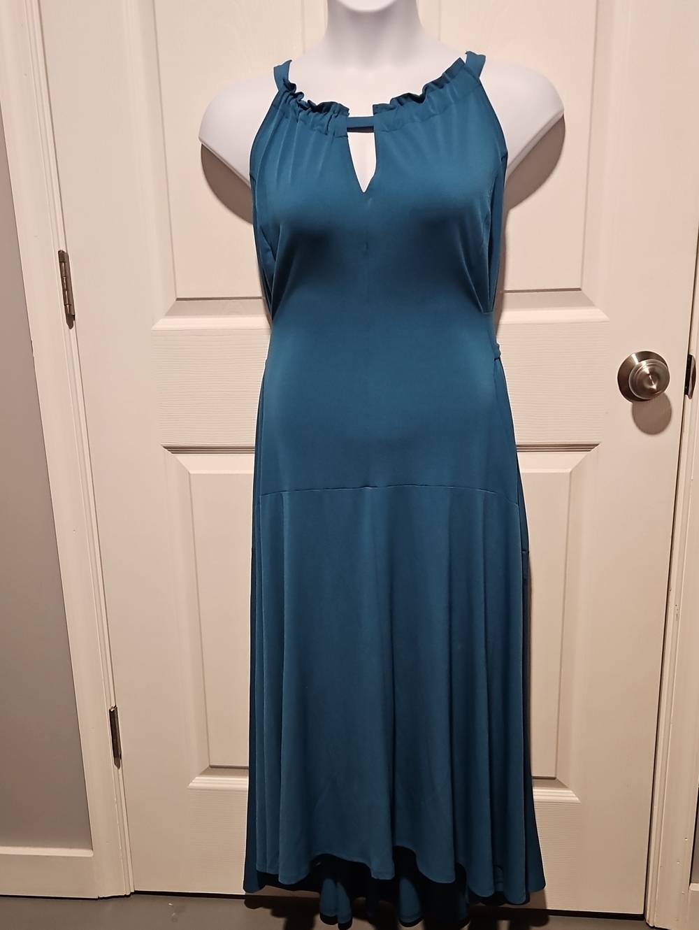 Lane Bryant Teal Halter-Style Maxi Dress with Ruffle Neckline